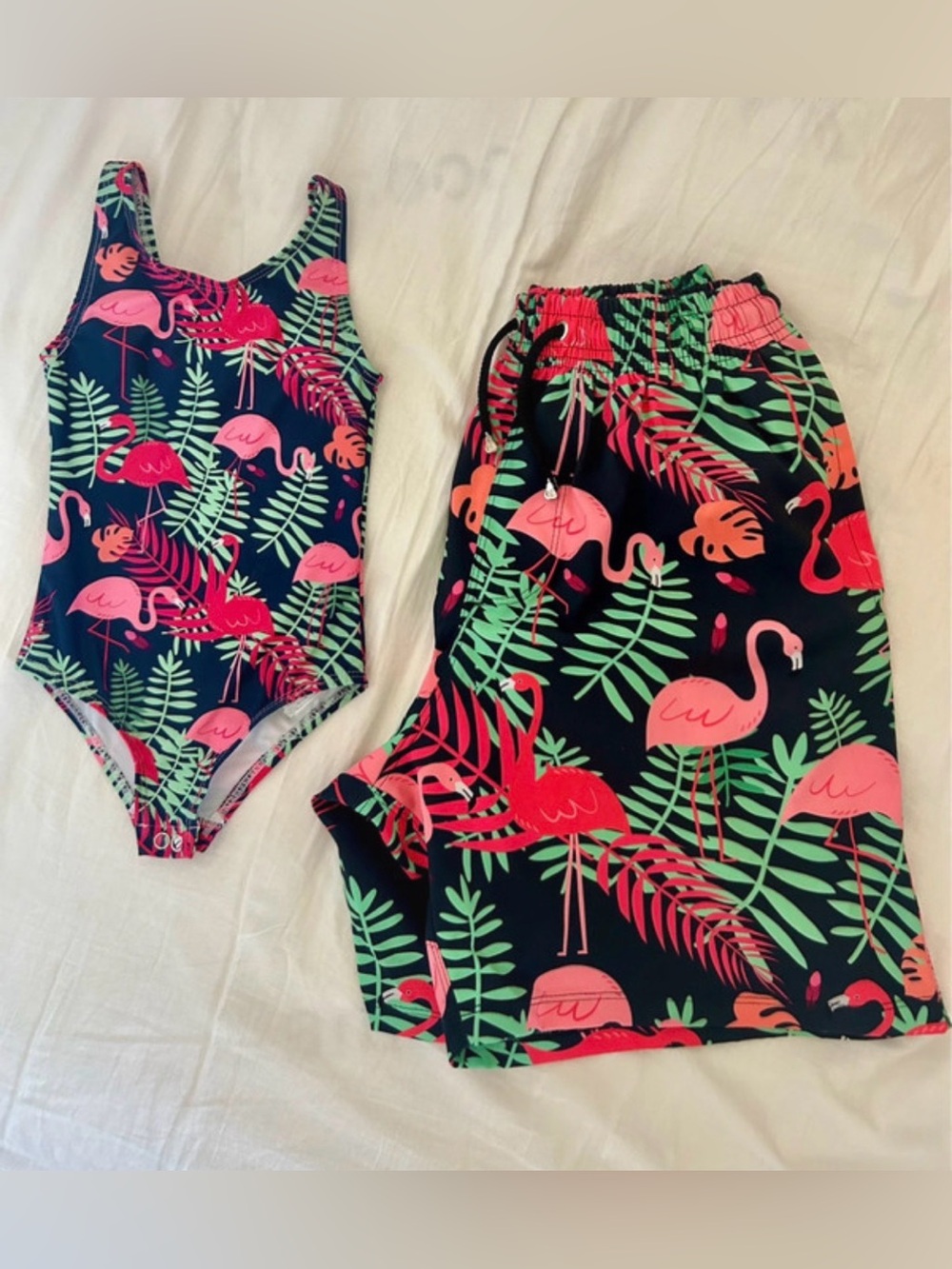 Dad and daughter matching flamingo set